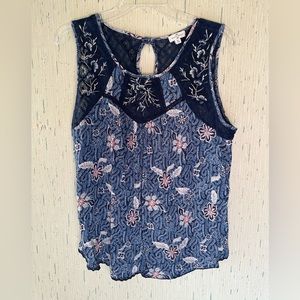 Mason & Belle Blue Floral Sleeveless Top Women’s XL
